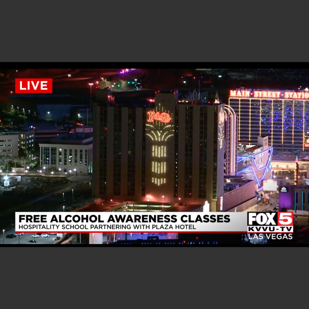 A photo of a TV screen that shows The Plaza Hotel & Casino