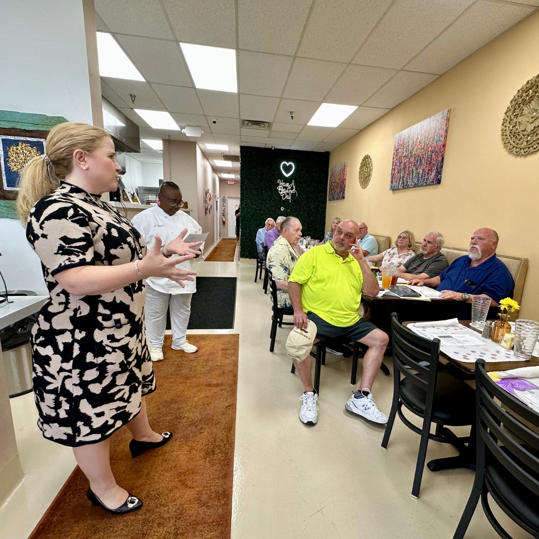Cara Steele addresses ACF Chefs Las Vegas during chapter meeting.