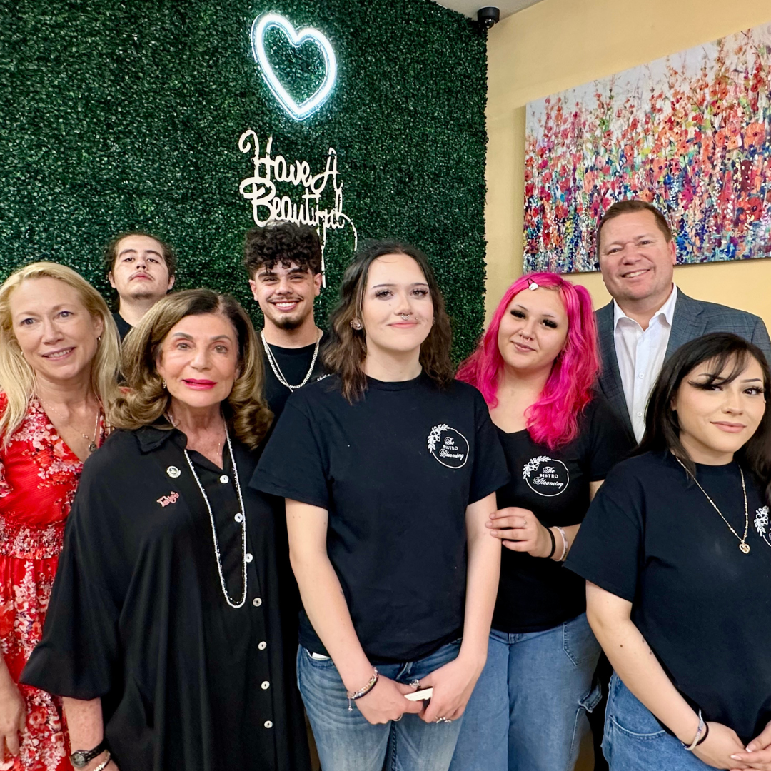 Mark Steele with Samantha Steele and The Blooming Bistro Program Participants at Grand Opening