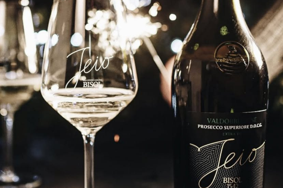 Bisol Jeio Prosecco Bottle with a glass